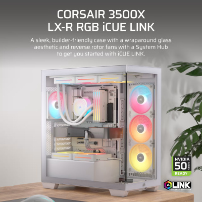 Corsair 3500X LX-R RGB iCUE LINK Ház - Fehér