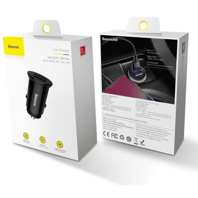 Baseus Circular Plastic Autós Töltő 30W