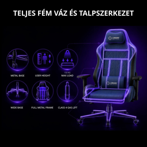 LORGAR CHA41 Gamer szék kék