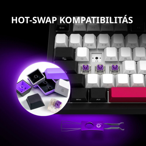 LORGAR KBP7075W Vezeték Nélküli Gamer Billetnyűzet -Fehér