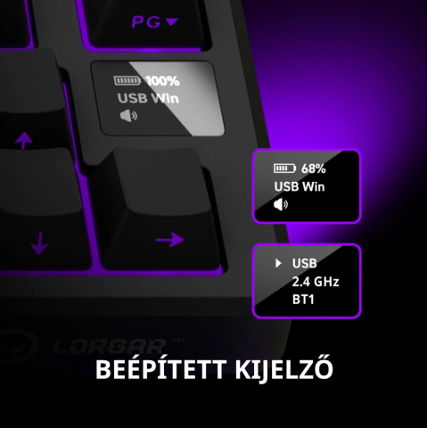 LORGAR KBP7075W Vezeték Nélküli Gamer Billetnyűzet -Fehér