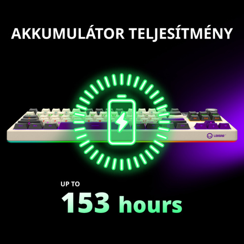 LORGAR KBP70 TKL vezeték nélküli billentyűzet, RGB világítás, angol kiosztás, fekete