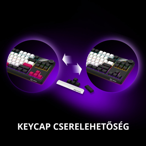 LORGAR KBP70 TKL vezeték nélküli billentyűzet, RGB világítás, angol kiosztás, fekete