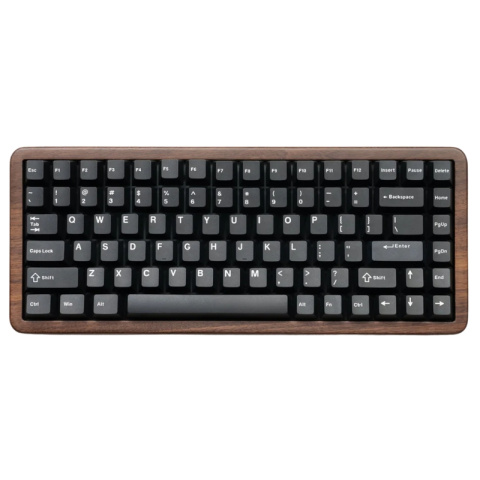 WOMIER WD75 Tri-Mode Vezeték Nélküli Mechanikus Gamer Billentyűzet - Fekete-Valódi Diófa