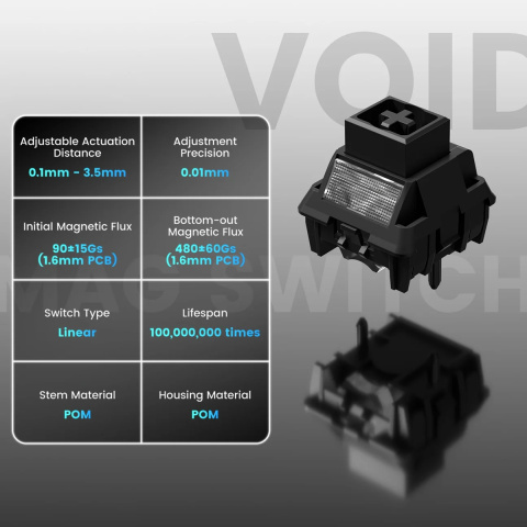 WOMIER SK75 TMR Tri-Mode Vezeték Nélküli Magnetic Switch Gamer Billentyűzet - Fekete