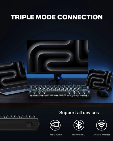 WOMIER SK61 HE Tri-Mode Vezeték Nélküli Magnetic Switch Gamer Billentyűzet