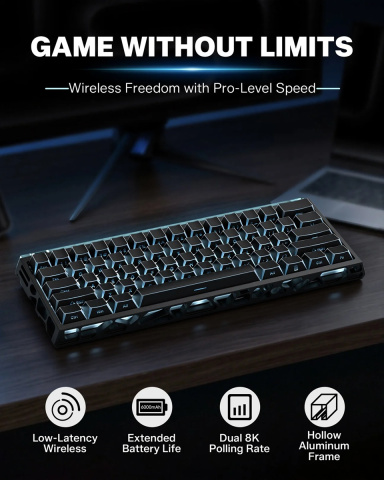 WOMIER SK61 HE Tri-Mode Vezeték Nélküli Magnetic Switch Gamer Billentyűzet