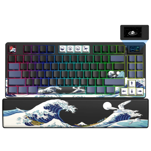 WOMIER SK80 PRO Tri-Mode Vezeték Nélküli Mechanikus Gamer Billentyűzet - Kanagawa