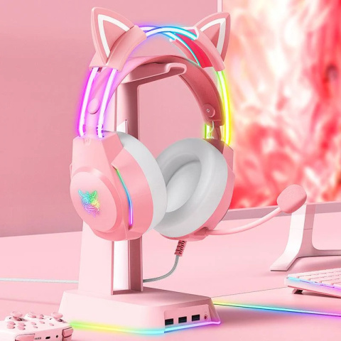 Onikuma X26 RGB Gamer Fejhallgató Cicafüles