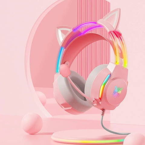 Onikuma X26 RGB Gamer Fejhallgató Cicafüles