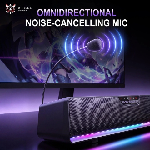 Onikuma L13 RGB Virtual 7.1 Soundbar Zajszűrős Mikrofonnal