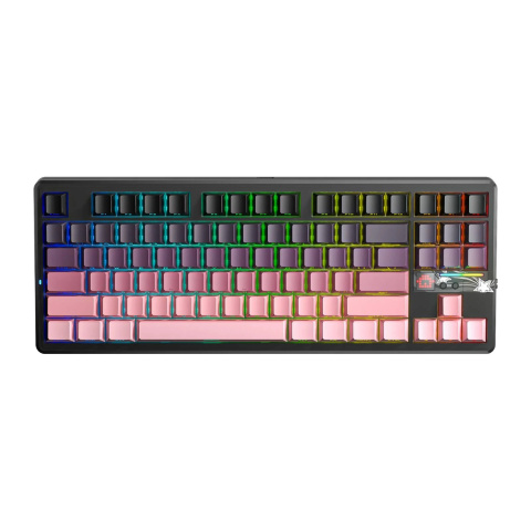 AULA F87 PRO V2 Vezeték Nélküli Mechanikus Gamer Billentyűzet - Fekete-Pink