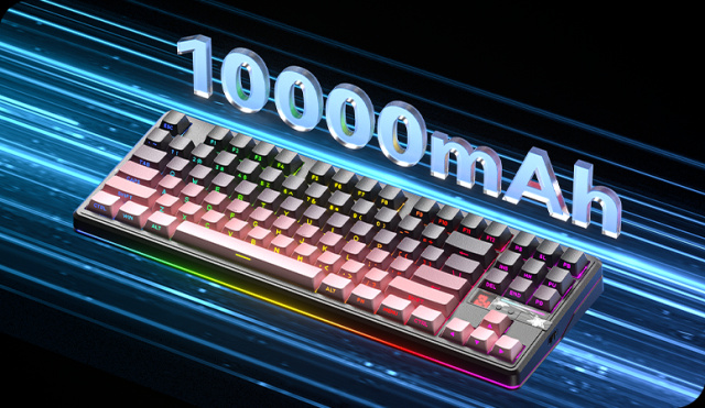 AULA F87 PRO V2 Vezeték Nélküli Mechanikus Gamer Billentyűzet - Fekete-Pink