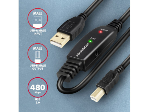 Axagon ADR-215B USB Repeater Kábel 15m