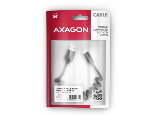 Axagon Twister USB-C - USB-A kábel 0,6m
