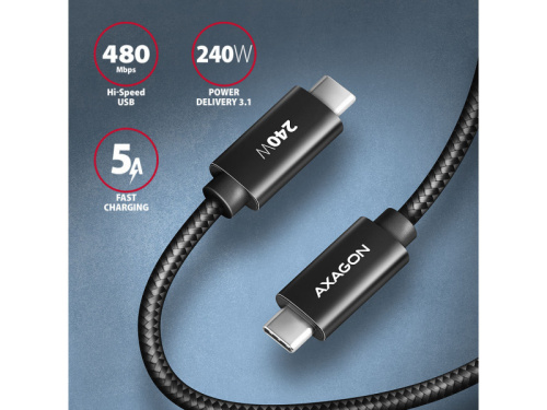 Axagon BUCM2-CM30AB USB-C Töltőkábel 3m