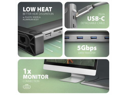 Axagon HMC-10HLS USB-C Dokkoló