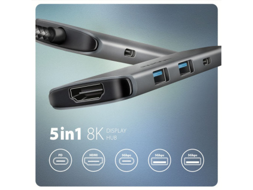 Axagon HMC-5H8K 5 az 1-ben USB-C Hub