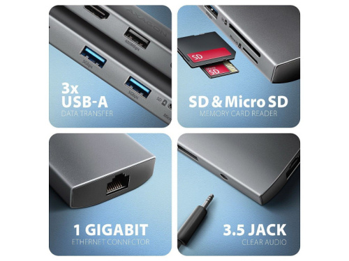 Axagon HMC-8HLSA USB-C Hub