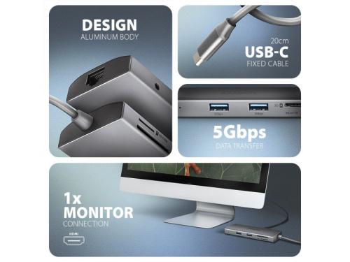 Axagon HMC-8HLSA USB-C Hub