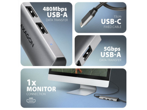 Axagon HMC-H3A USB-C Hub