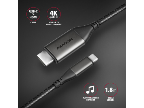 Axagon RVC-HI2MC USB-C - HDMI Adapterkábel 1.8m