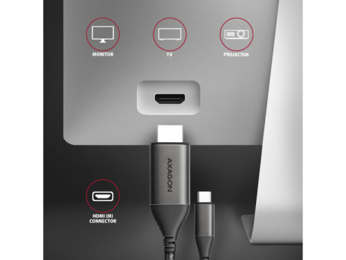 Axagon RVC-HI2MC USB-C - HDMI Adapterkábel 1.8m