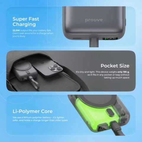 Proove Neutron Magsafe Vezeték Nélküli Gyorstöltő Powerbank 22.5W - 10000mAh