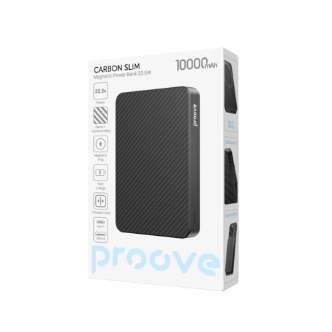 Proove Carbon Slim Magsafe Vezeték Nélküli Gyorstöltő Powerbank 22.5W - 10000mAh - Black