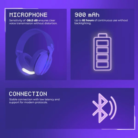 Proove Glimmer Tri-Mode Vezeték Nélküli Gamer Headset