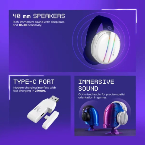 Proove Glimmer Tri-Mode Vezeték Nélküli Gamer Headset