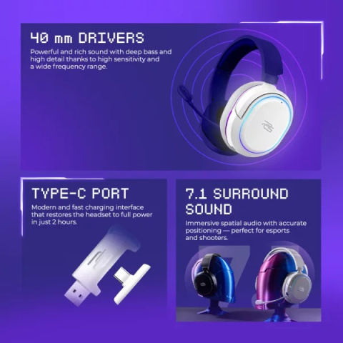 Proove Rapture Tri-Mode Vezeték Nélküli Gamer Headset