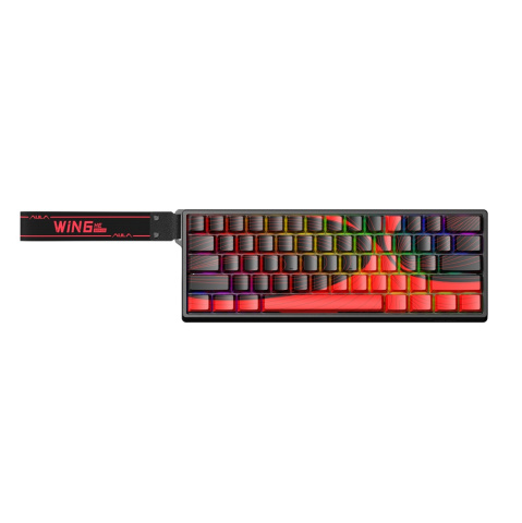 AULA WIN60 HE MAX Mágneses Gamer Billentyűzet - Fekete-Piros