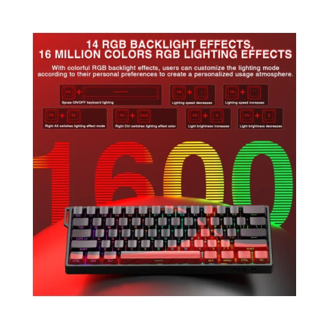 AULA WIN60 HE MAX Mágneses Gamer Billentyűzet - Fekete-Piros