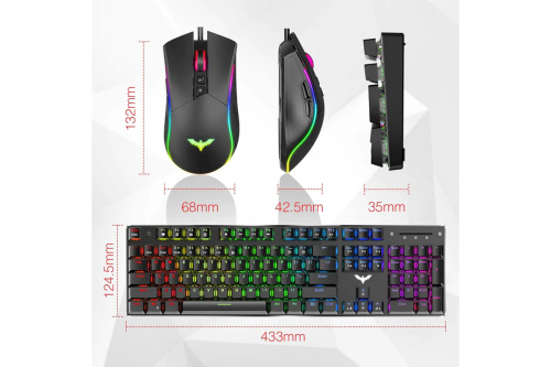 Havit KB393L - 2 az 1-ben Fekete Univerzális Gaming készlet, Billentyűzet (Angol) + Egér