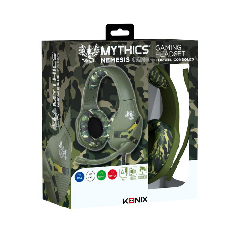 Konix Mythics Nemesis Camo Vezetékes Gaming Headset - Zöld terepmintás
