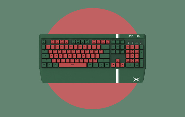 Delux KM17DB Vezeték Nélküli Gaming Billentyűzet - zöld-piros