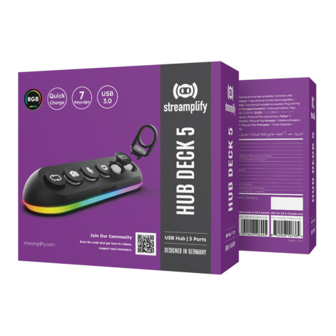Streamplify Hub Deck 5 - 5 Portos RGB USB Hub - 2 év garancia