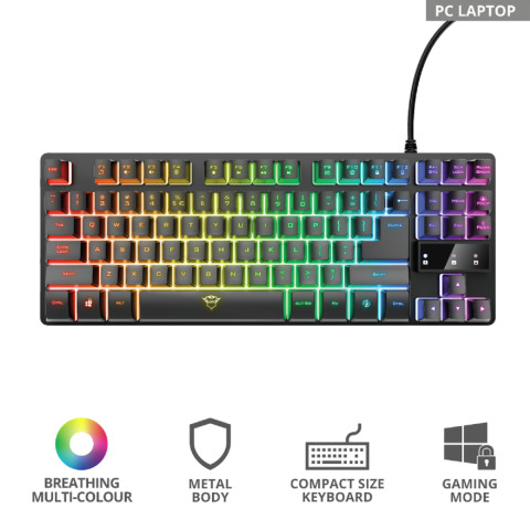 Trust GXT 833 Thado TKL RGB gamer Billentyűzet - Magyar kiosztás