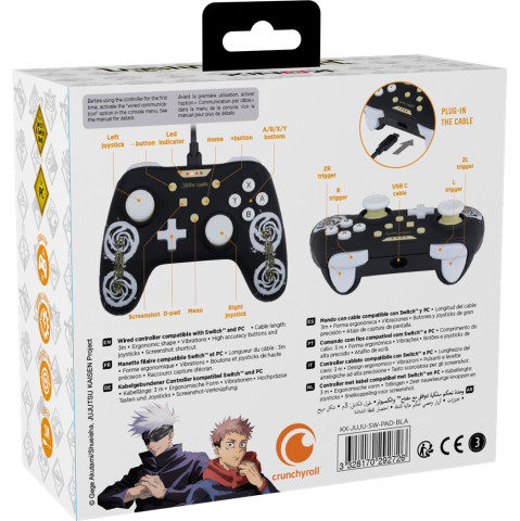 Konix - JUJUTSU KAISEN Nintendo Switch/PC Vezetékes kontroller- Fekete