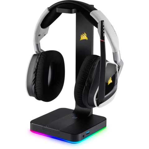 CORSAIR ST100 RGB Premium Fejhallgató Állvány, 7.1 beépített hangkártyával