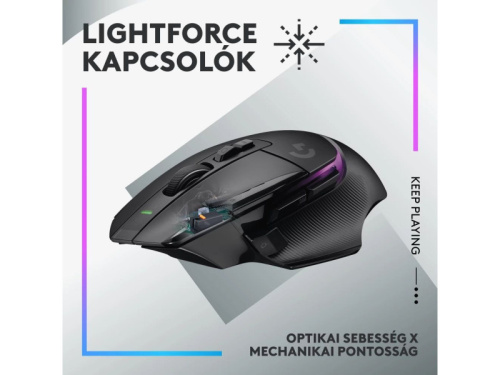 LOGITECH G502 X Plus Lightsync RGB Vezeték Néküli Gamer, Fekete egér