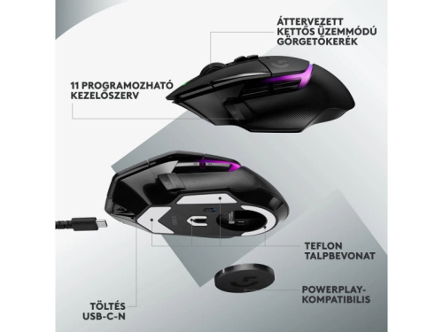 LOGITECH G502 X Plus Lightsync RGB Vezeték Néküli Gamer, Fekete egér