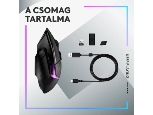 LOGITECH G502 X Plus Lightsync RGB Vezeték Néküli Gamer, Fekete egér