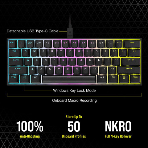 Corsair K65 Mini Mechanikus Gamer Billentyűzet - Angol kiosztás