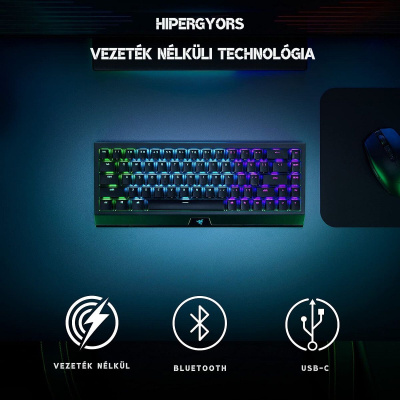 Razer BlackWidow V3 Mini Phantom Edition HyperSpeed Vezeték Nélküli Mechanikus Gamer Billentyűzet -