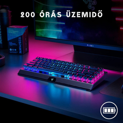 Razer BlackWidow V3 Mini Phantom Edition HyperSpeed Vezeték Nélküli Mechanikus Gamer Billentyűzet -