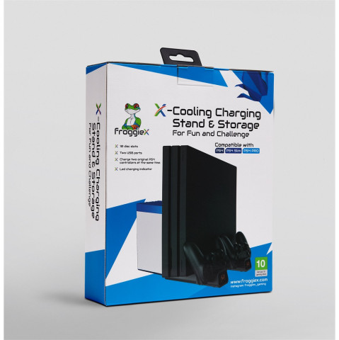 Froggiex Cooling charging stand & storage for PS4 - Konzol hűtő +Töltőállomás +Játék tartó - Fekete