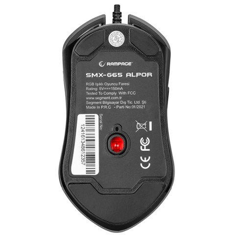 Rampage SMX-G65 ALPOR RGB Vezetékes Gamer Egér - Fekete