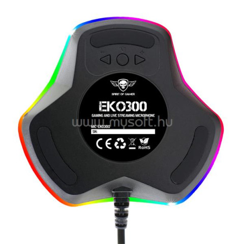Spirit of Gamer Mikrofon - EKO 300 (RGB. USB csatlakozó, 150cm kábel, fekete)